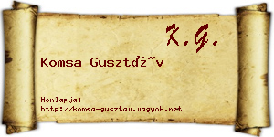 Komsa Gusztáv névjegykártya